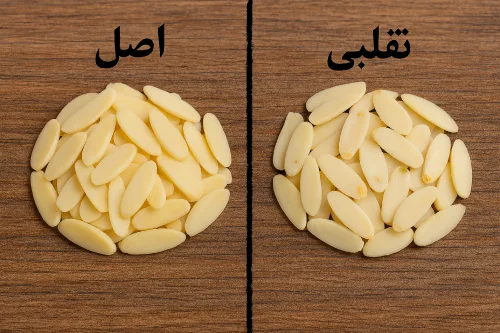 کاربردهای خلال پسته در شیرینیپزی ایرانیتشخیص خلال بادام اصل از تقلبی
